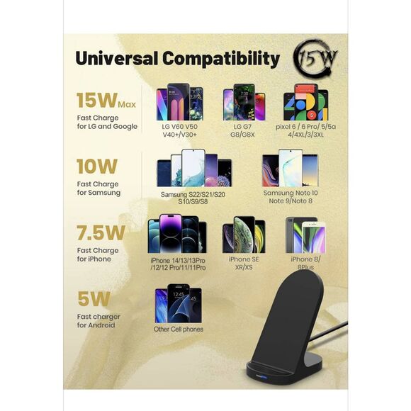 Fast Wireless 15w Charger Wireless Phone Charger Stand Universal - Picture 3 of 5